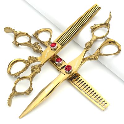 5.5/6 /7 Inch Purple Dragon Knight Professional Japanese Hair Scissors Barber Scissors Set (7 inch 3pc-B)