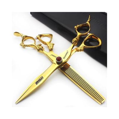 5.5/6 /7 Inch Purple Dragon Knight Professional Japanese Hair Scissors Barber Scissors Set (7 inch 2pc-D)