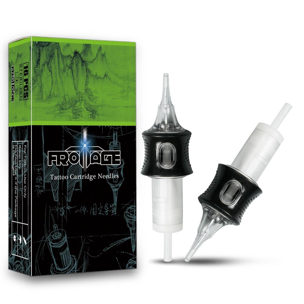 FROTTAGE 16PCS Extreme Tattoo Cartridge Needles 14RS Round Shader Standard, Dragoart Professional Tattoo Needles Cartridge Tattoo Supplies for Tattoo Machine Tattoo Pen (1214RS)