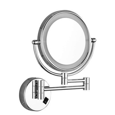 FIDEMM Makeup Mirror with Light Toilet Bathroom Folding Telescopic Rotatable Double Side Beauty Magnifying Metal Mirror (Color : Chrome, Size : 7X)