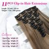 REECHO Hair Extensions, 11PCS Clip in Hair Extensions 24" Long Straight hair extensions HE005 Natural Soft Synthetic Hairpieces for Women  Chocolate Brown with Highlights view 2