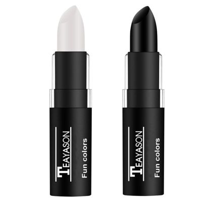 Go Ho 2 PCS Makeup Clown White and Black Cream-Blendable Stick - Eye Black&Face Body Paint Professional Halloween FX Makeup,Safe Facepaint Nose&Lip Smacking for Sports(White+Black)
