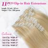 REECHO Hair Extensions, 11PCS Clip in Hair Extensions 24" Long Straight hair extensions HE005 Natural Soft Synthetic Hairpieces for Women  Golden Blonde with Highlights view 2