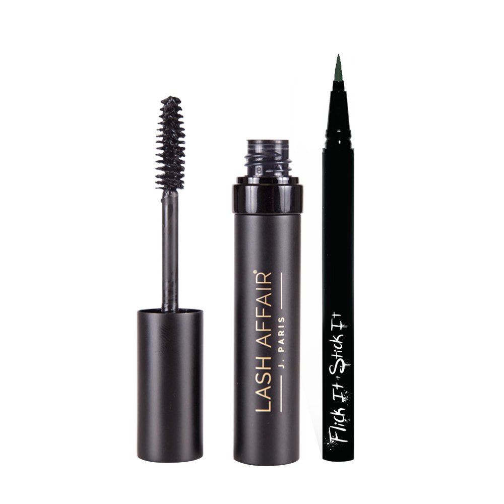 Lash Affair Black Liquid Eyeliner and Lash Mascara Eyelash Extensions Safe, Fine Felt Tip Liner Pen, Bottom Lash Mascara for False Lashes