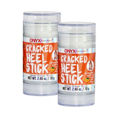 Onyx Professional Cracked Heel Repair Balm Stick for Dry Cracked Feet Treatment, Orange Scent, 2 pack - Moisturizing Foot Balm, Rolls On, No Mess Like Foot Cream or Foot Lotion, Heel Treatment