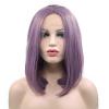 Purple Bob Wigs for Women Pastel Purple Lace Front Wig Realistic Soft Straight Frontal Short Hair Afro Wig Pre Plucked Hairline Glueless Synthetic Heat Resistant Cosplay Daily Ladies Drag 14Inch view 2
