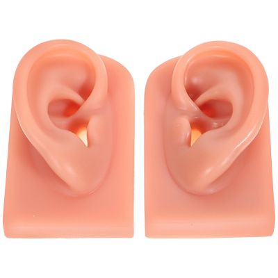 Beavorty 2pcs Silicone Ear Piercing Models Flexible Practice Molds for Piercing Training Realistic Dummy Ears for Jewelry Display and Teaching Supplies Safe and Lightweight