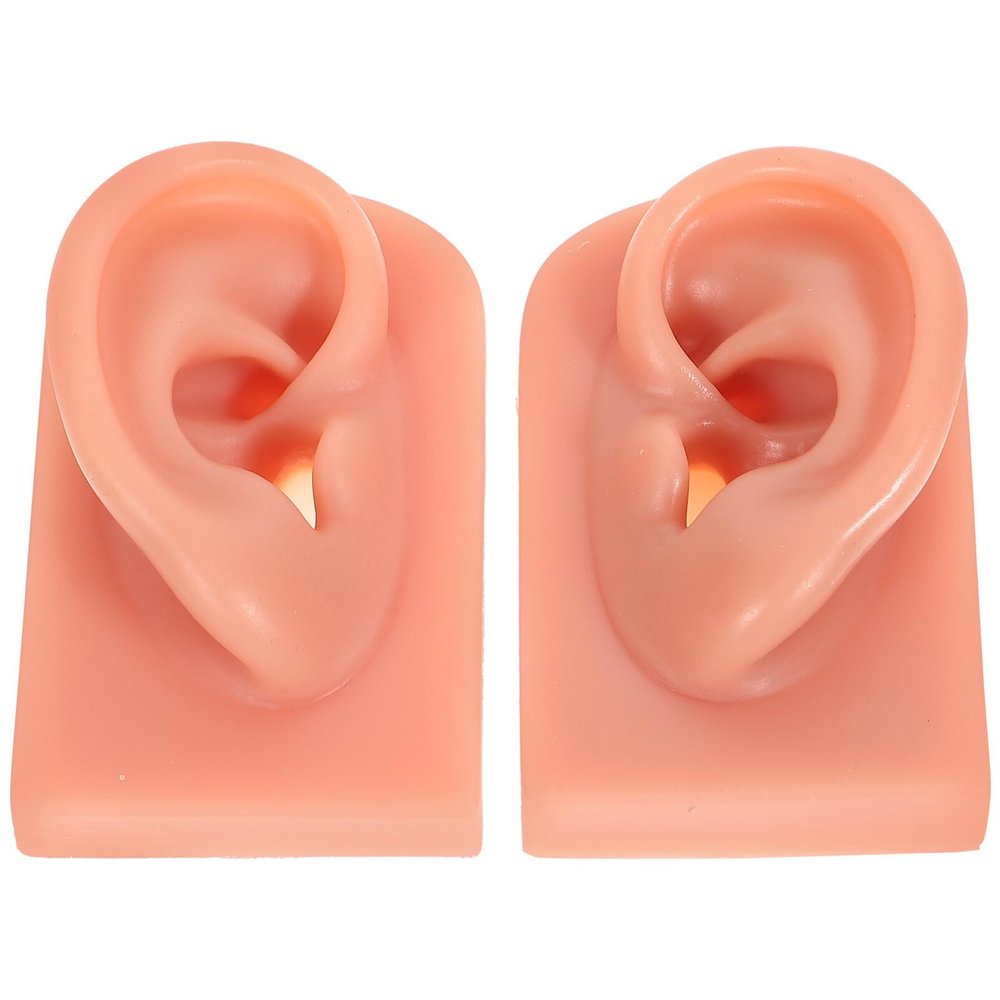 Beavorty 2pcs Silicone Ear Piercing Models Flexible Practice Molds for Piercing Training Realistic Dummy Ears for Jewelry Display and Teaching Supplies Safe and Lightweight