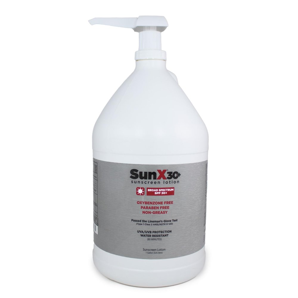 CoreTex Sun X 30+ SPF Broad Spectrum Sunscreen Lotion - 1 Gallon Jug & Pump Bottle of Paraben, Oxybenzone, Octinoxate, & Oil Free Sunscreen - No White Cast and Water Resistant Up to 80 Minutes