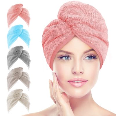AIDEA Microfiber Hair Towel Wrap, 5 Pack Hair Turbans, Super Absorbent Quick Dry Hair Towel Wrap for All Hair Types Anti Frizz, Multicolor 26"10"