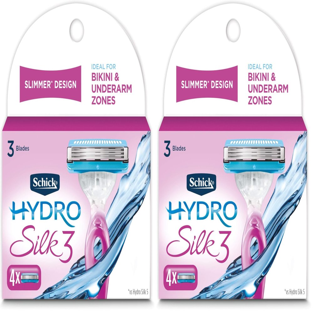 Schick Hydro Silk 3 Razor Blades Refills for Women, 4 Count (Pack of 2)