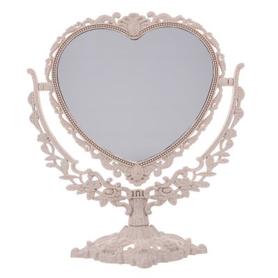 1Pc Vanity Mirror Bedroom Mirror Shower Cosmetic Two Sided Makeup Travel s Vintage Heart Makeup s to Rotate rotatable Glass Tools
