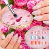 Ouligay Resin Nail Art Palette Makeup Mixing Palette Gold Edge Nail Art Tool Gel Design Nail Art Makeup Mixing Tray DIY (Pink) view 3
