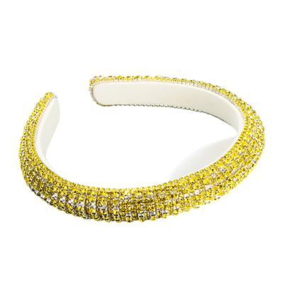 Pulcykp Baroque Rhinestone Sponge Headband Hair Accessories Women Shiny Hairbands Hair Hoop Headwear Yellow