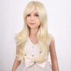 PATTNIUM Kids Girls Blonde Wig Long Wavy Light Blonde Wig for Kids Child Blonde Long Wig with Bangs Synthetic Wig with Wig Cap view 4