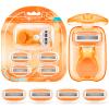 DreamGenius Travel Razors for Women Include 1 Handle and 5 Cartridges, Extra Smooth 5-Blade Travel Essentials Razor with Case for Shaving, Orange view 1