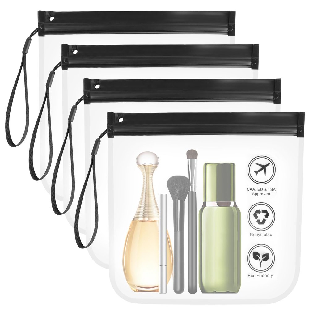 4 Pcs Transparent Liquid Bag 20 x 20 cm Airplane Travel Kit