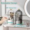 GAXmi Makeup Brush Holder with Lid Cosmetic Tools Organizer 360 Rotating Waterproof Dustproof Makeup Brushes Storage for Vanity, Grey view 3