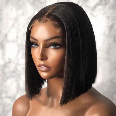 Youllyuu 4X4 Hd Lace Closure Glueless Wigs Brazilian Straight Short Bob Wig Preplucked Human Wigs Ready To Wear 4x4 Glueless Bob 12inches