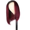 Youllyuu Brazilian Bone Straight Human Hair Wigs For Women 1B/99J Highlight Wig 13X4 Lace Frontal Short Straight Bob Wig T1B 99J 13x5x1 T Part#8inches#180% view 2
