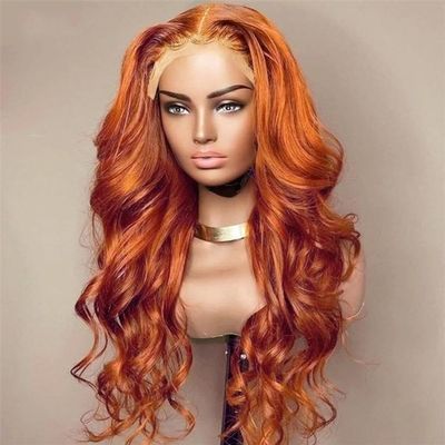 Youllyuu Orange Ginger Body Wave Wig Ginger Brown 13X4 Lace Front Human Hair Wigs Remy Loose Body Wavy Wig For Women Ginger Orange 13x4 Lace Frontal#32inches#180%