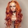 Youllyuu Orange Ginger Body Wave Wig Ginger Brown 13X4 Lace Front Human Hair Wigs Remy Loose Body Wavy Wig For Women Ginger Orange 13x4 Lace Frontal#32inches#180% view 1