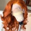 Youllyuu Orange Ginger Body Wave Wig Ginger Brown 13X4 Lace Front Human Hair Wigs Remy Loose Body Wavy Wig For Women Ginger Orange 13x4 Lace Frontal#32inches#180% view 4