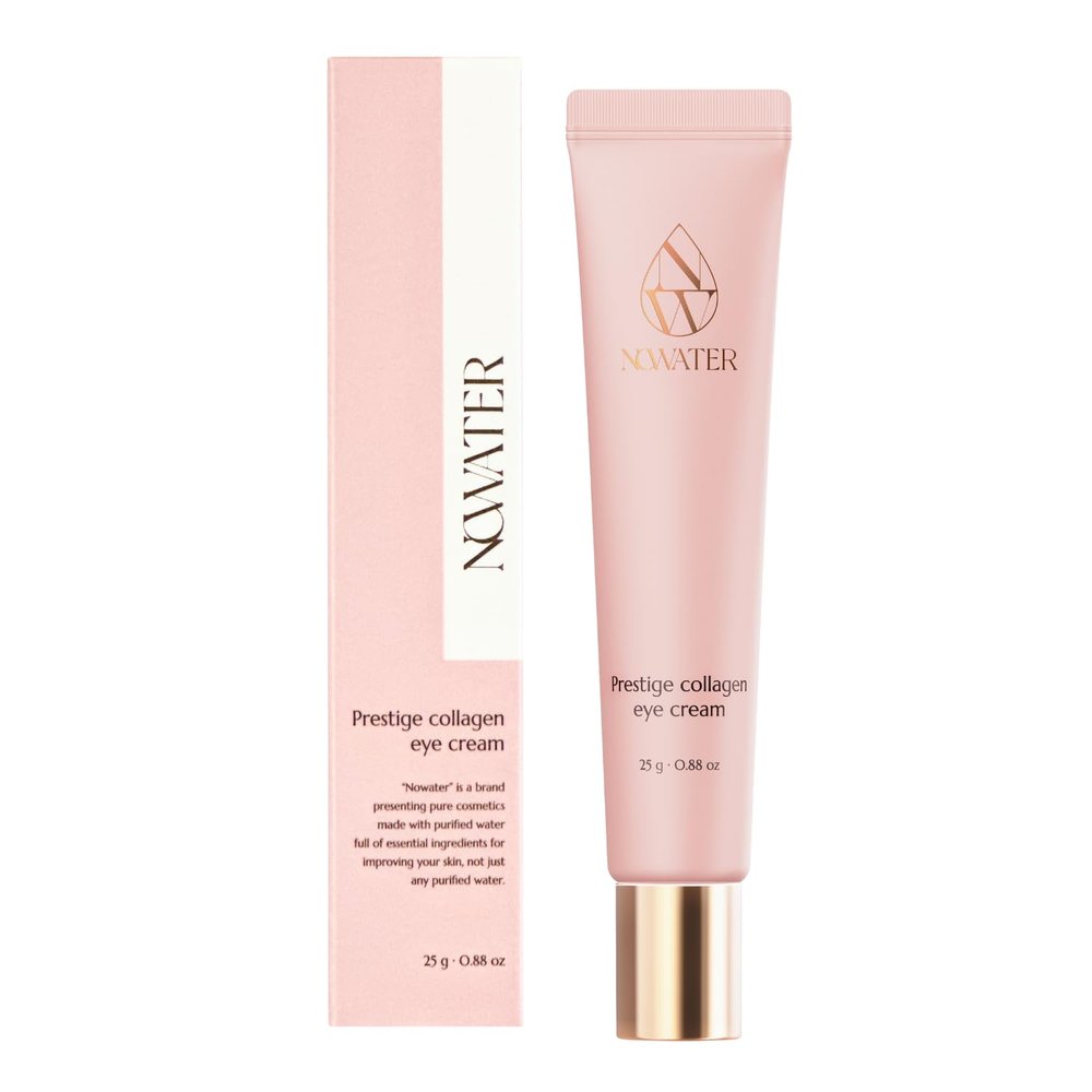 NOWATER Collagen Eye Cream for Wrinkles, Puffiness, Dark Circles - Hydrolyzed Collagen & Beta-glucan for Improved Under-eye Area, Korean Skincare (0.88 fl.oz)