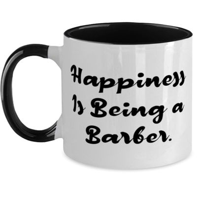 Appreciation Barber Two Tone 11oz Mug, Happiness Is Being a Barber, Brilliant Gifts for Coworkers from Coworkers, Birthday Gifts, Barber shop, Barbershop, Barbering, Haircut, Hair cut, Hairstyle, Hair