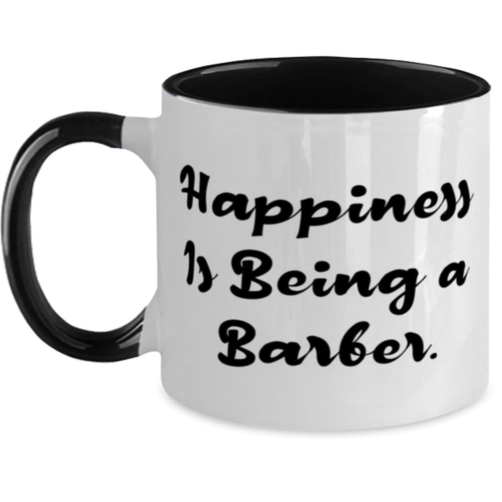 Appreciation Barber Two Tone 11oz Mug, Happiness Is Being a Barber, Brilliant Gifts for Coworkers from Coworkers, Birthday Gifts, Barber shop, Barbershop, Barbering, Haircut, Hair cut, Hairstyle, Hair