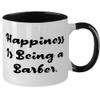 Appreciation Barber Two Tone 11oz Mug, Happiness Is Being a Barber, Brilliant Gifts for Coworkers from Coworkers, Birthday Gifts, Barber shop, Barbershop, Barbering, Haircut, Hair cut, Hairstyle, Hair view 2