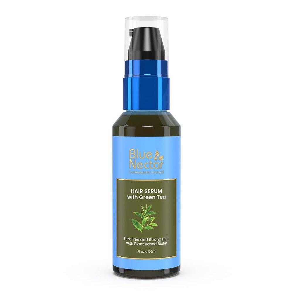 Blue Nectar Anti-Frizz Plant-Based Biotin Serum for Stronger, Frizz-Free Hair for Women & Men (12 Herbs, 1.6 Fl oz)