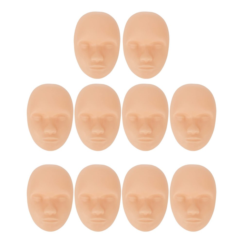 10pcs Training Head Face Practice Fake, Microblading Permanent Makeup Mannequin 3D Soft Silicone Eyebrow Lip for Beginners, Artists, Practice