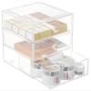 AJIODA Makeup Drawer Organizer Box with 3 Drawers, Acrylic Cosmetic Display Case Vanity Organizer Jewelry Storage Box Stackable Storage for Cosmetics, Skin Care, Bathroom, Countertop, Clear view 1