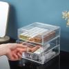 AJIODA Makeup Drawer Organizer Box with 3 Drawers, Acrylic Cosmetic Display Case Vanity Organizer Jewelry Storage Box Stackable Storage for Cosmetics, Skin Care, Bathroom, Countertop, Clear view 2