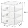 AJIODA Makeup Drawer Organizer Box with 3 Drawers, Acrylic Cosmetic Display Case Vanity Organizer Jewelry Storage Box Stackable Storage for Cosmetics, Skin Care, Bathroom, Countertop, Clear view 3