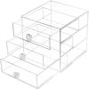 AJIODA Makeup Drawer Organizer Box with 3 Drawers, Acrylic Cosmetic Display Case Vanity Organizer Jewelry Storage Box Stackable Storage for Cosmetics, Skin Care, Bathroom, Countertop, Clear view 4