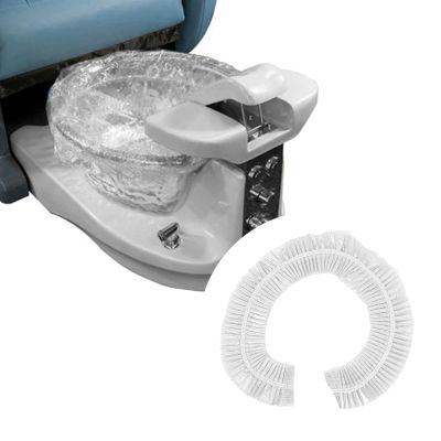 100 pcs PrettyClaw Disposable Spa Chair Liners Elastic Bags for Pedicure and Foot Massage Fits Most Salon Chair Tubs Clear