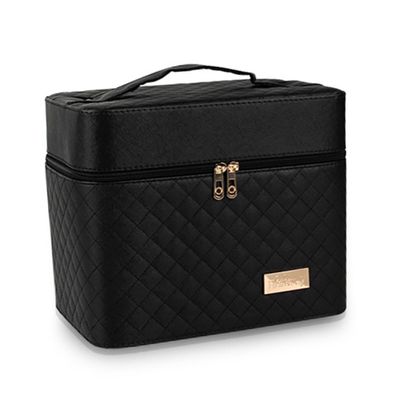 FRCOLOR 2layer Portable Makeup Case Bag for Travel Spacious Cosmetic Organizer with Compartments for Easy Storage and Durable Design Women The