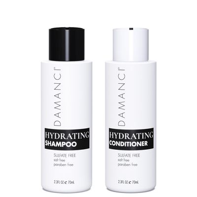 Damanci Hydrating Shampoo and Conditioner Duo, Sulfate Free Shampoo and Conditioner for Dry Hair, with Keratin and Collagen, Paraben and Salt Free, Travel Size (2.3 oz)