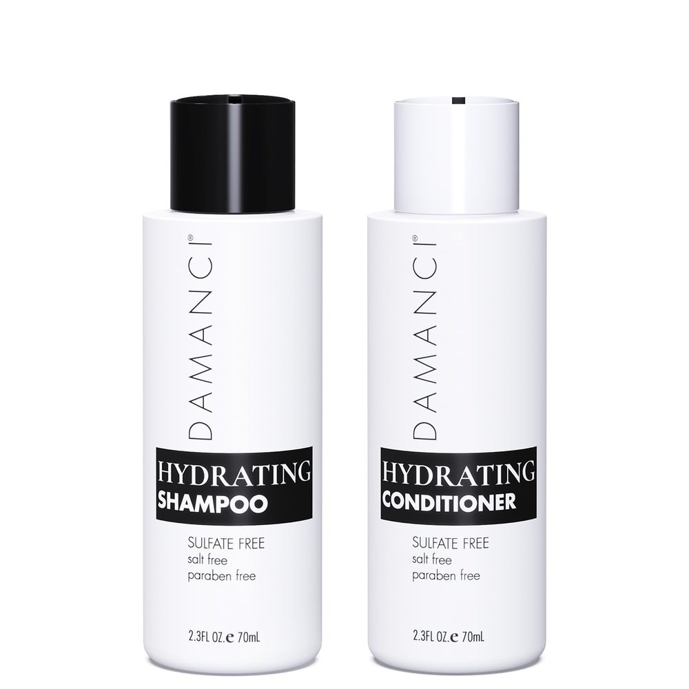 Damanci Hydrating Shampoo and Conditioner Duo, Sulfate Free Shampoo and Conditioner for Dry Hair, with Keratin and Collagen, Paraben and Salt Free, Travel Size (2.3 oz)