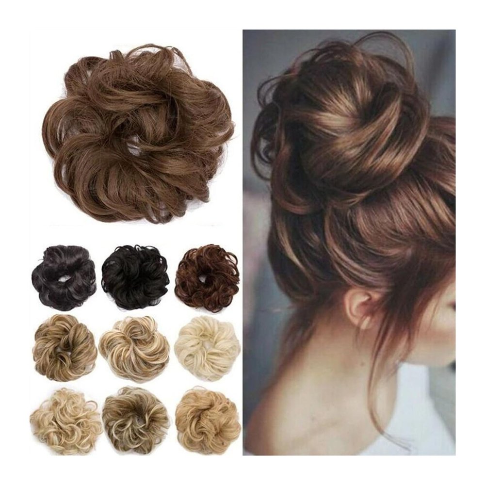 Hair Bun Chignon Fake Wave Curly Hair Bun Extensions, Messy Curly Ponytail Hairpiece Synthetic Elastic Hair Band Scrunchy Hair Bun Ponytail Extensions for Women Hair Bun Extensions ( Color : 2AT33 )