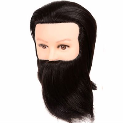 100% Real Hair Male Mannequin Head with Hair Beard for Hairdressers Salon Hairdressing Male Training Heads for Cutting