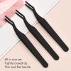 3pcs Curved Eyelash Applicators, Professional Curved Eyelashes Extension Tweezer, Stainless Steel Black Lash Tweezers for Eyelash Extension, Lash Applicator Tool for Cluster Lash Strip Lashes, Black view 3