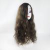 LesafeV 18x18cm Side Part Hair Topper Clip in 150% Density Cloud Wavy Wig 55cm Large Full Head Wear Toupee Silk Clouth Base (Left Part Dark Brown) view 3