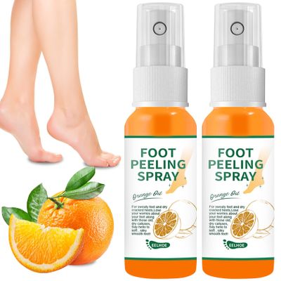2PCS Foot Peeling Spray Orange Oil,Exfoliating Foot Spray for Remove Dead Skin,Hydrating Foot Care Spray,Peel Off Spray for Calluses & Dry Toe Cracked Rough,Quickly Moisturizing & Nourishing Feet