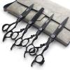 6 Inch/7/7.5/8/9 Inch sharonds Personalized Hair Scissors Cool Black Salon Hair Styling Barber Scissors Stainless Steel Barber Tool (6+7 inch 4pc) view 1
