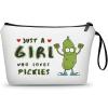 SEAMOON Pickle Gifts, Funny Birthday Gifts for Girl, Teen, Daughter, Friends, Sister, Small Cosmetic Makeup Bag Unique Quirky Gag Christmas view 1