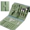 Green Stainless Steel Nail Grooming Kit - 16 Pieces, Portable Family Manicure & Pedicure ToolsNail care kits with Luxurious Travel Case view 1