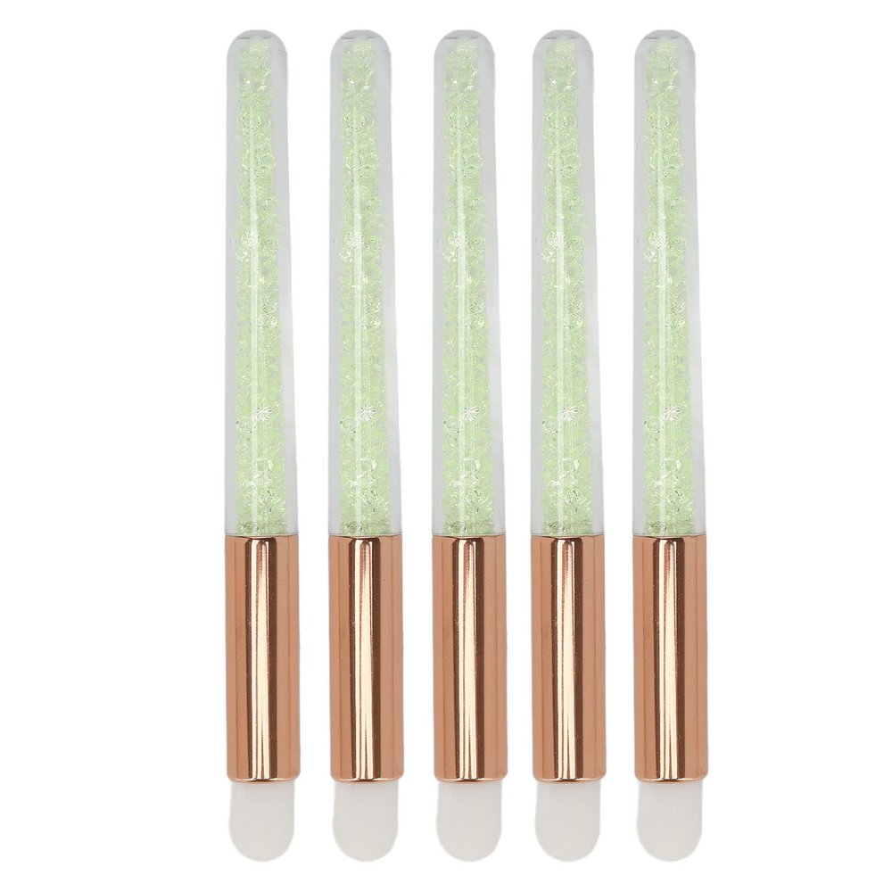 5pcs Lip Blending Brush, Round Tip Rhinestones Handle Lip Brushs, Portable Lip Smudge Brush, Professional Eye Shadow Brush for Under Eye Concealer, Soft Hair Lipstick Smudge Applicator Brush